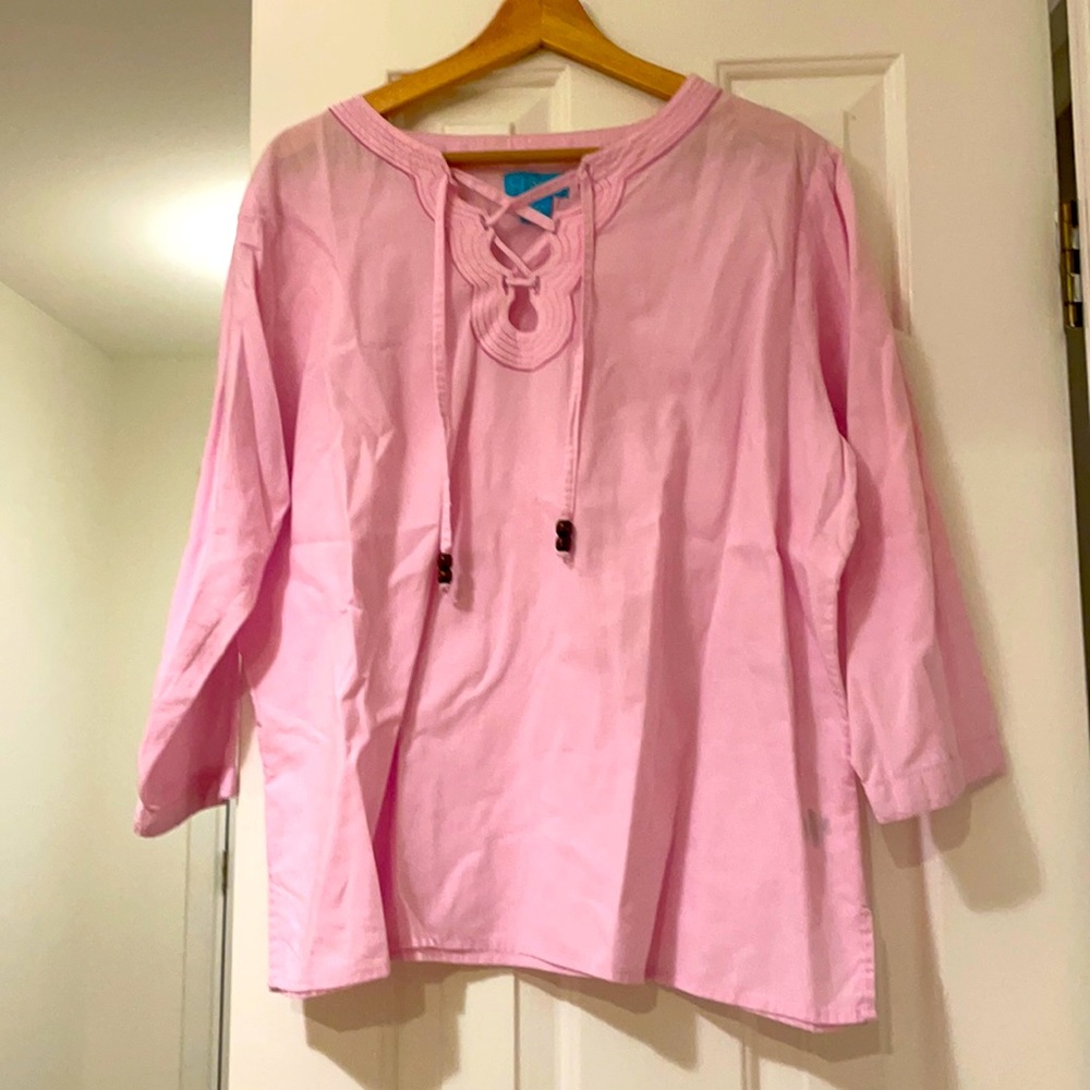 Pink blouse tie front